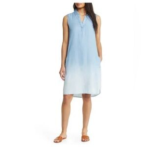 Beach Lunch Lounge Women's Blue Sleeveless Ombré Denim Dress Size Medium